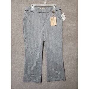 Democracy High Rise Ankle Dress Pants Womens 12 Gray White Stripe Straight NEW